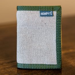 Hemp Tri-Fold Wallet Tan with Green Trim