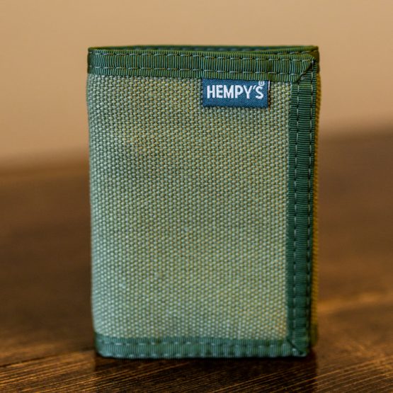 Hemp Tri-Fold Wallet Green with Green Trim